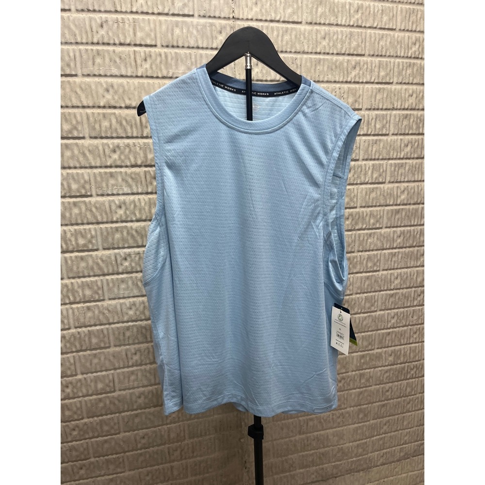Athletic Works Mens Aqua Jasper Mixed Media Muscle Tank Top XL New AW26100162683